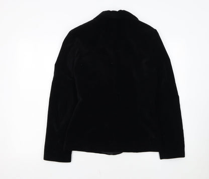 Select Womens Black Velvet Cotton Shawl Lapel Tuxedo Blazer Size 10