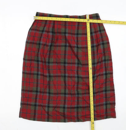 Charter Club Women Red Plaid Knee Length Pencil Skirt Size 12