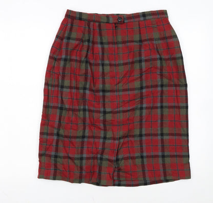 Charter Club Women Red Plaid Knee Length Pencil Skirt Size 12