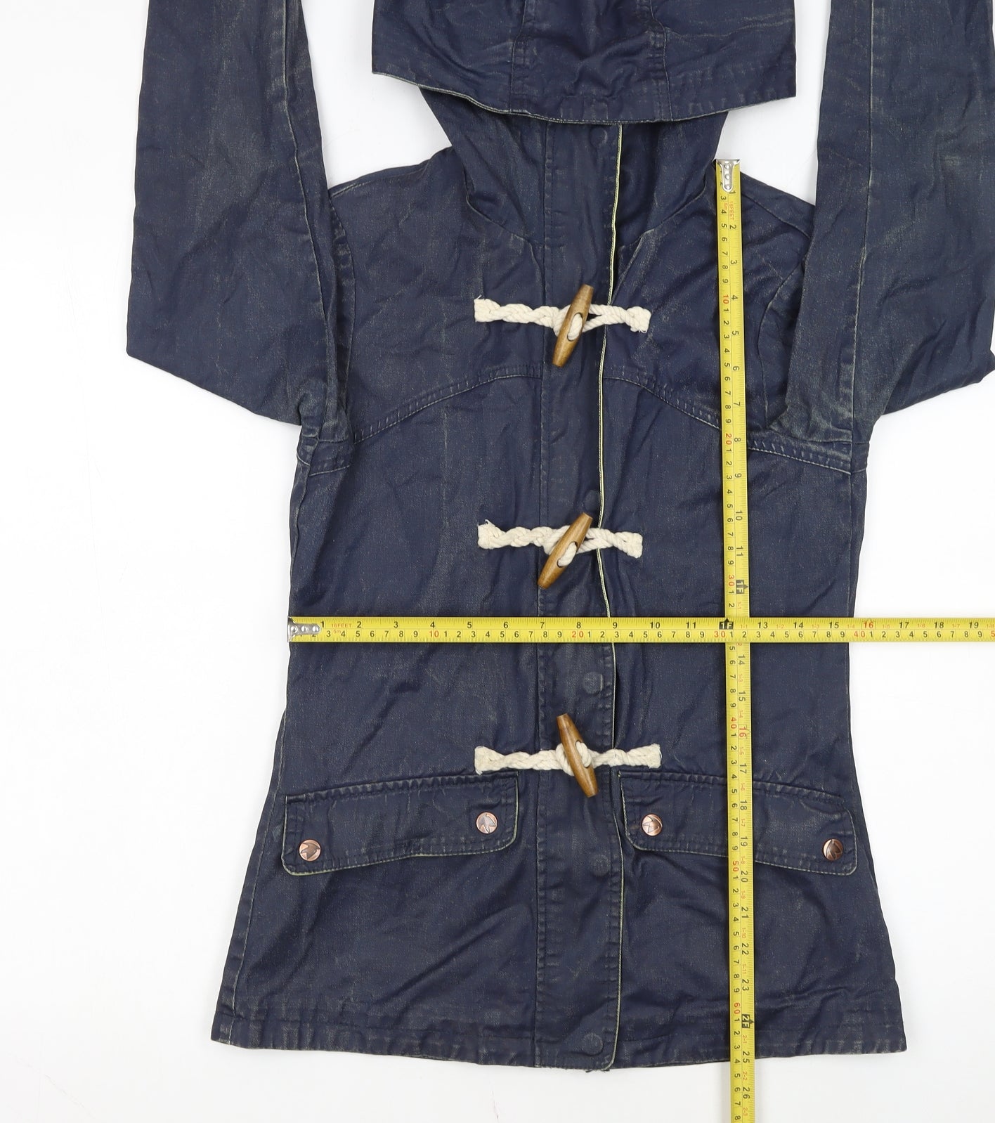 SoulCal & Co Women's Blue Cotton Hooded Duffle Coat Size 6