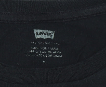 Levi's Women's Black Medium Logo Crew Neck Cotton T-Shirt