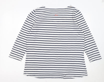 Joules Women Blue White Striped Pullover Sweatshirt UK 16 Cotton