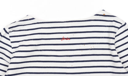 Joules Women Blue White Striped Pullover Sweatshirt UK 16 Cotton