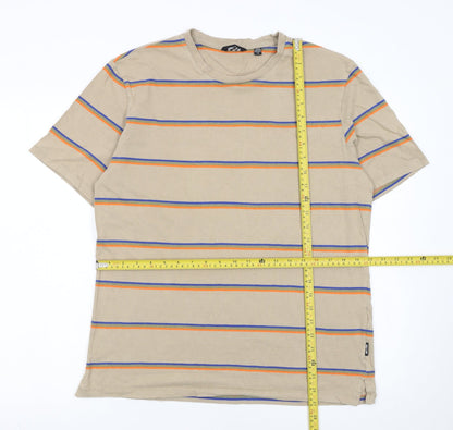 Only & Sons Men's Beige Striped Cotton T-Shirt Size L