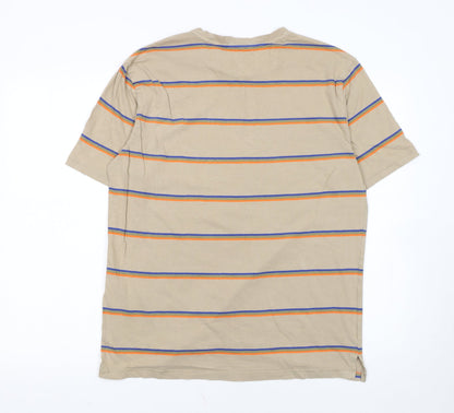 Only & Sons Men's Beige Striped Cotton T-Shirt Size L