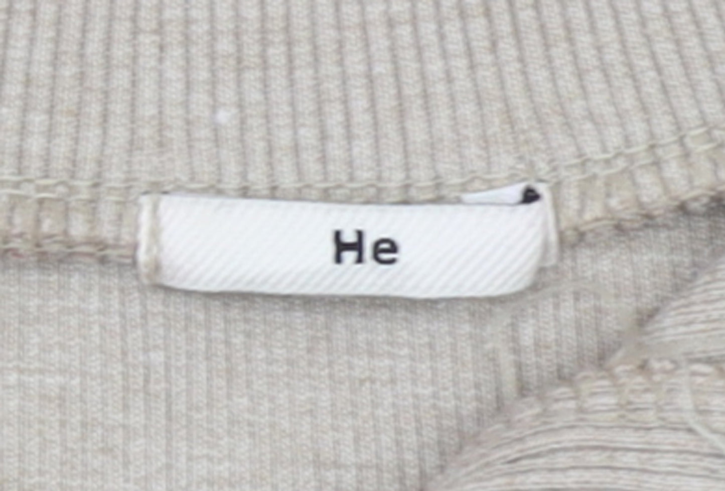 He Women Beige Small Henley Jumper Cotton Blend Long Sleeve Top