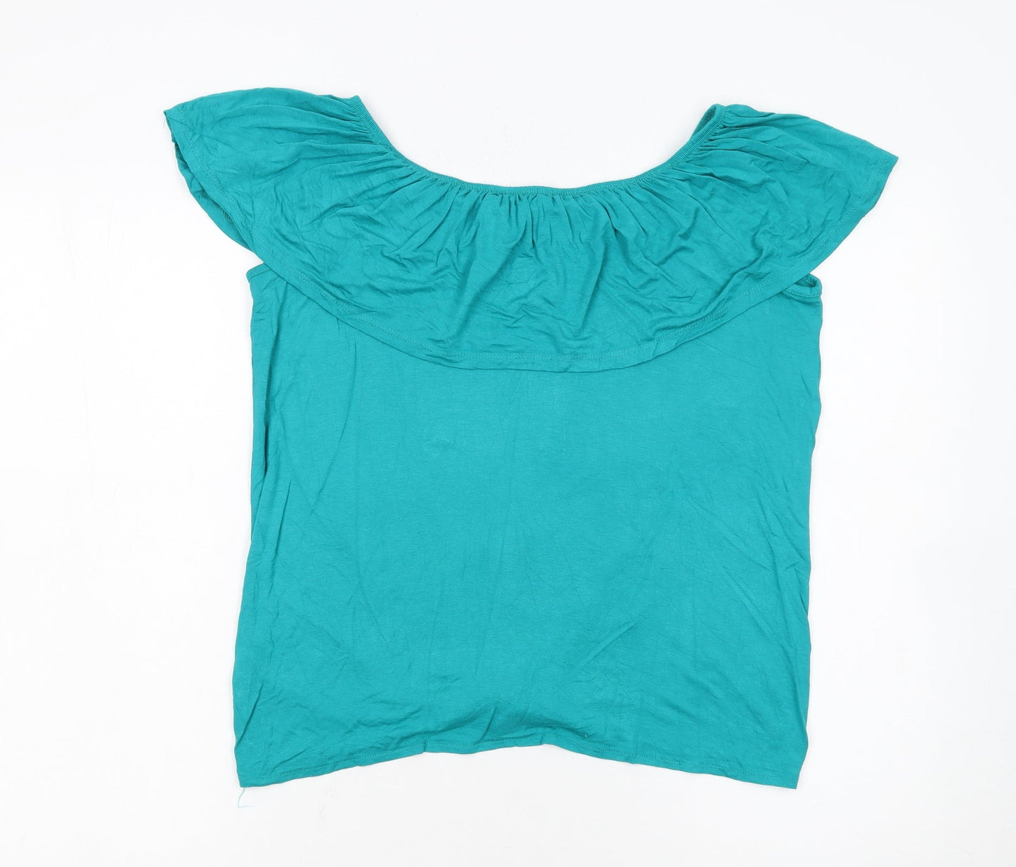George Women’s Green Off Shoulder Tie Hem Cropped Blouse Size 12