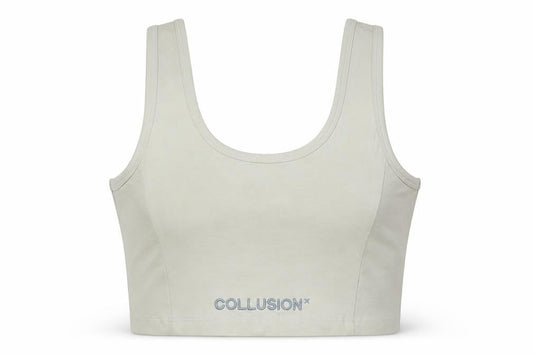 Collusion Women's Beige Cropped Tank Top Size 12 Cotton Blend