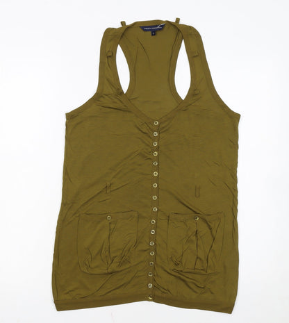 French Connection Women's Green Lyocell Racerback Tank Top S