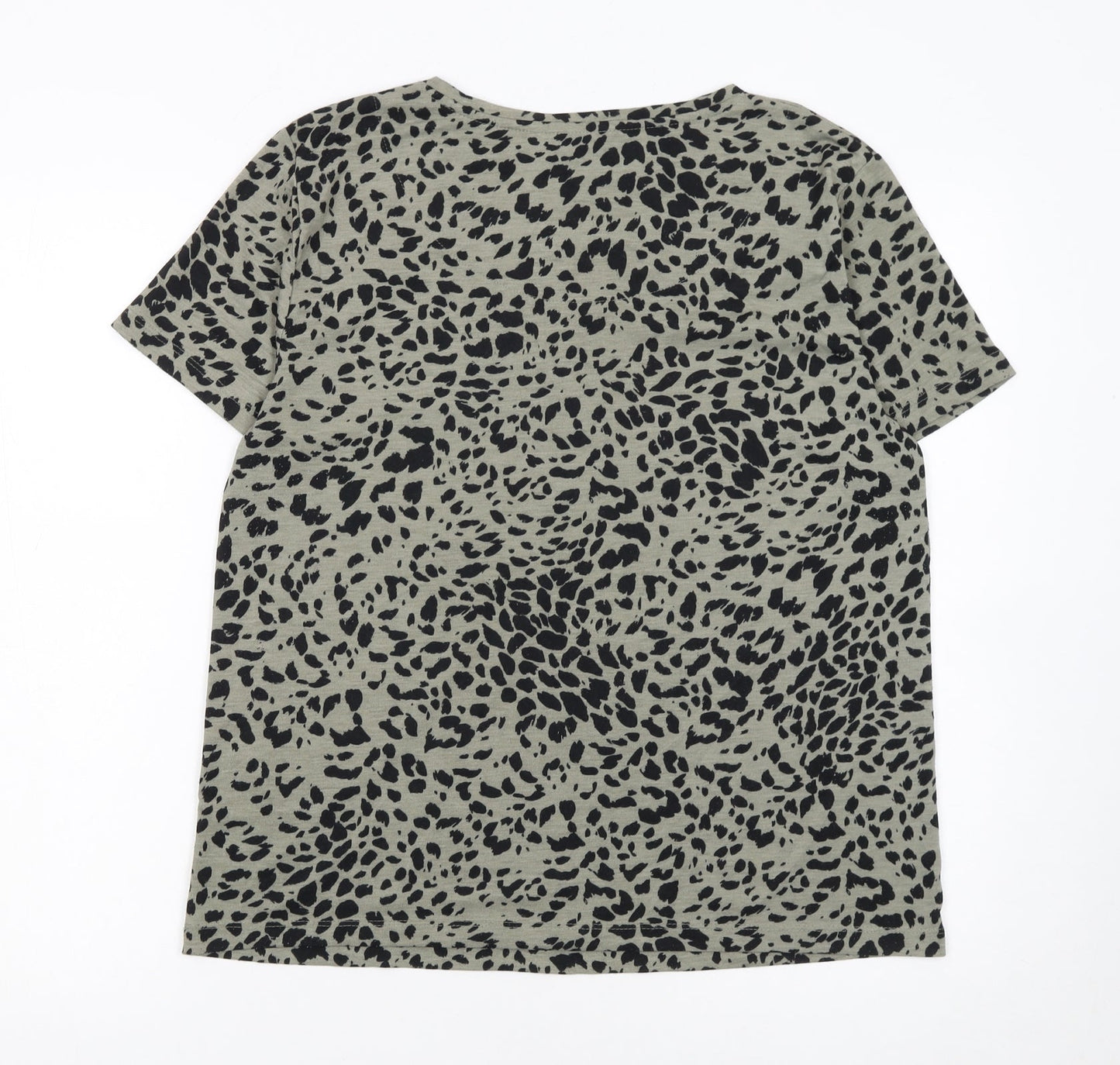 Marks and Spencer Womens Green Animal Print Cotton T-Shirt Size 10
