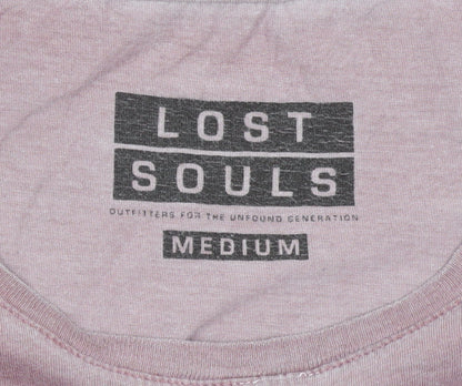 Lost Souls Men's Purple Skull Graphic Cotton T-Shirt Medium
