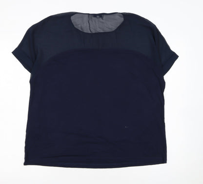 Warehouse Women’s Blue Short Sleeve Crew Neck Blouse Size 18
