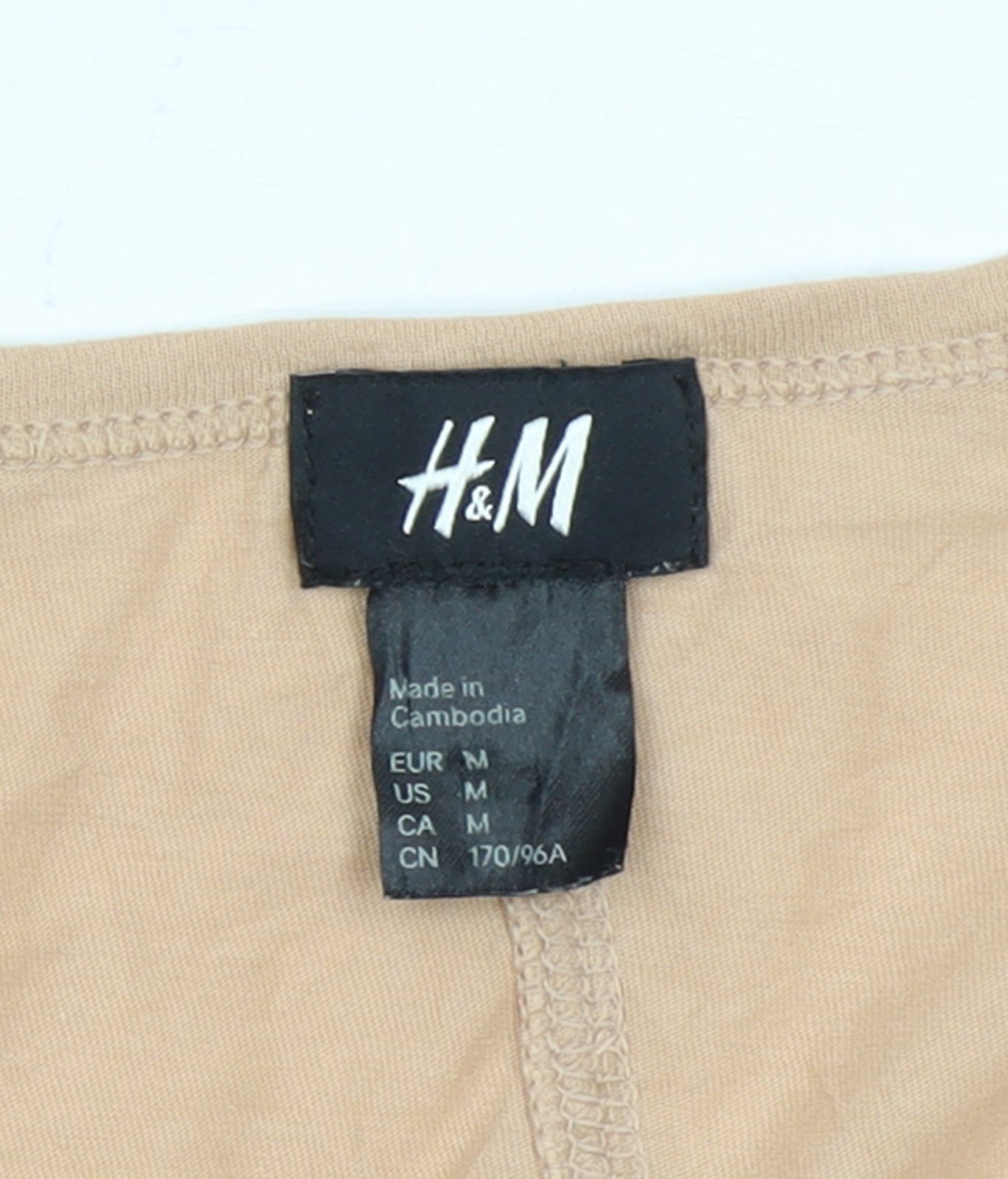 H&M Women’s Beige 3/4 Sleeve Basic Cotton Scoop Neck Top Size 12
