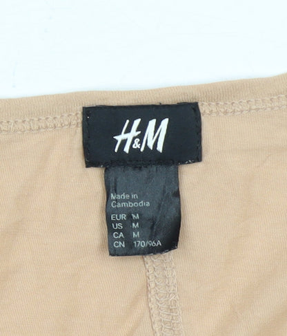 H&M Women’s Beige 3/4 Sleeve Basic Cotton Scoop Neck Top Size 12