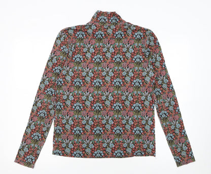 Brora Womens Multicoloured Floral Roll Neck Jersey Blouse Size 12