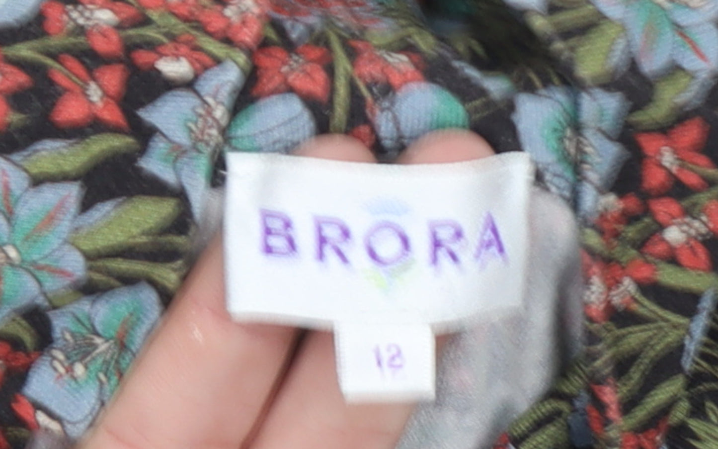 Brora Womens Multicoloured Floral Roll Neck Jersey Blouse Size 12