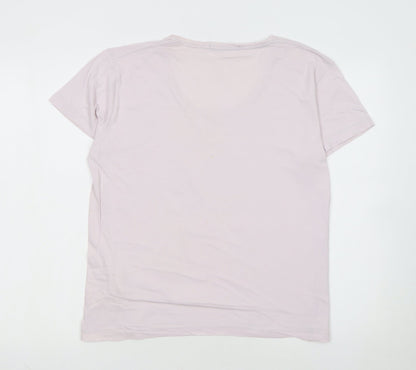 Freesoul Women's Pink Cotton Crew Neck Casual T-Shirt Size L