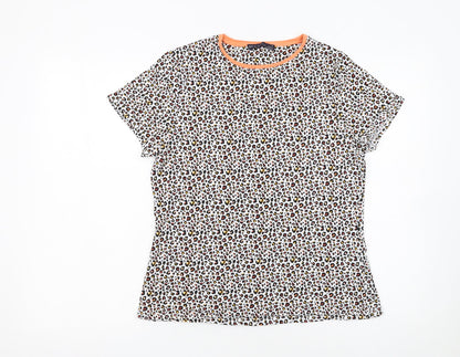 Marks and Spencer Womens Multicoloured Leopard Print Cotton Stretch T-Shirt Size 14