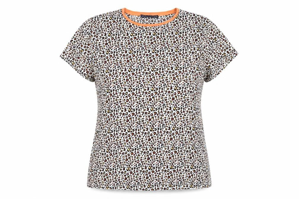 Marks & Spencer Womens Multicoloured Leopard Print Cotton Stretch T-Shirt Size 14