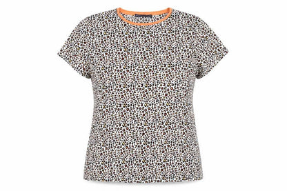 Marks & Spencer Womens Multicoloured Leopard Print Cotton Stretch T-Shirt Size 14
