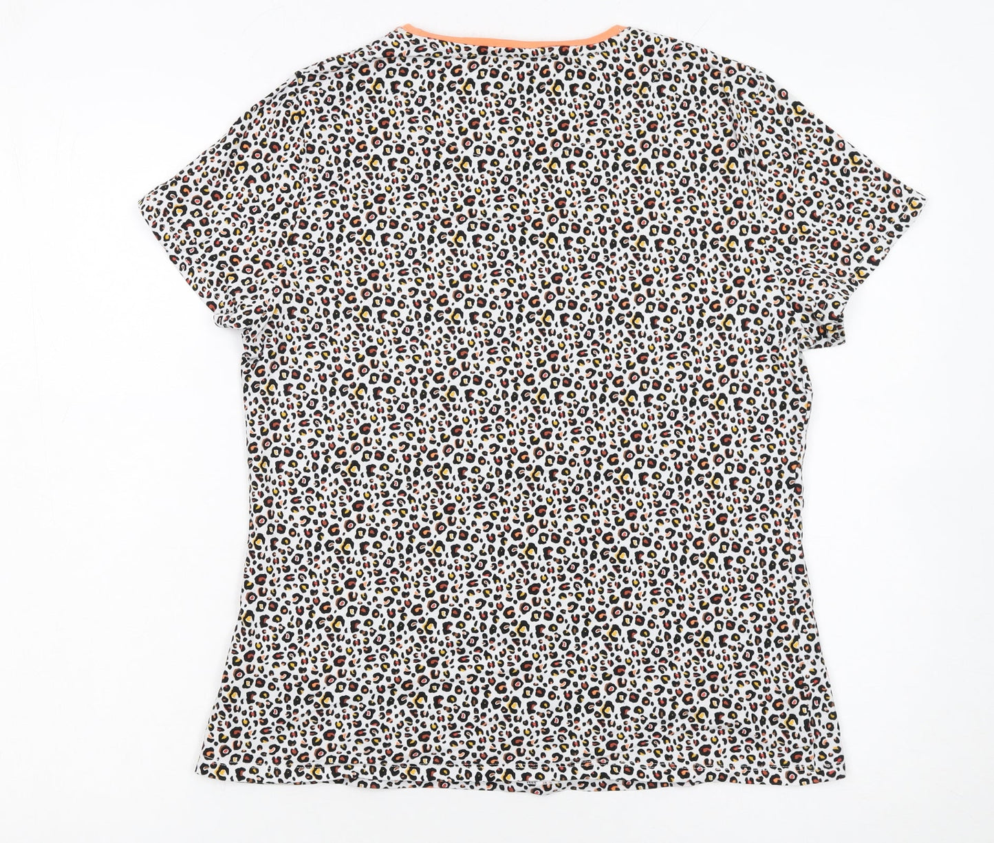 Marks and Spencer Womens Multicoloured Leopard Print Cotton Stretch T-Shirt Size 14