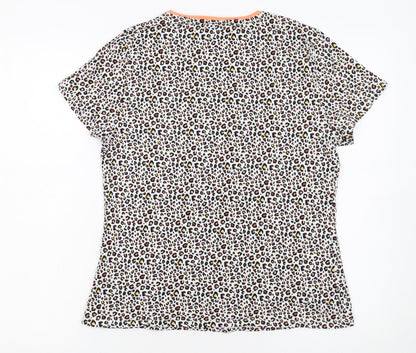 Marks and Spencer Womens Multicoloured Leopard Print Cotton Stretch T-Shirt Size 14