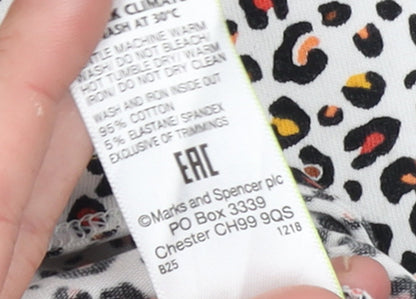 Marks and Spencer Womens Multicoloured Leopard Print Cotton Stretch T-Shirt Size 14