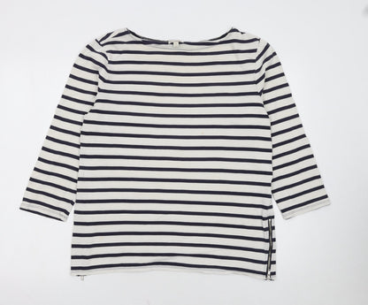 Gap Women's Multicoloured Striped Boat Neck 3/4 Sleeve Cotton Top XL