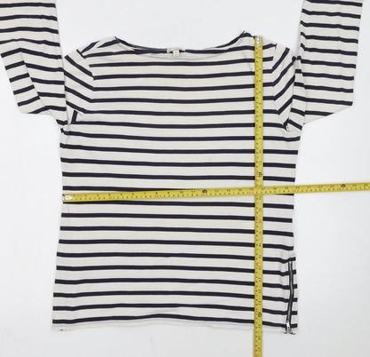Gap Women's Multicoloured Striped Boat Neck 3/4 Sleeve Cotton Top XL