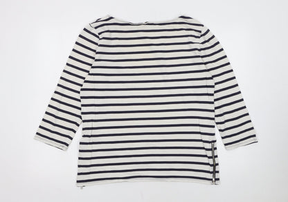 Gap Women's Multicoloured Striped Boat Neck 3/4 Sleeve Cotton Top XL