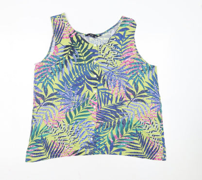 Isle Collection Women's Multicoloured Tropical Sleeveless Blouse Size 14