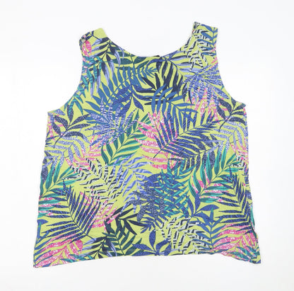 Isle Collection Women's Multicoloured Tropical Sleeveless Blouse Size 14