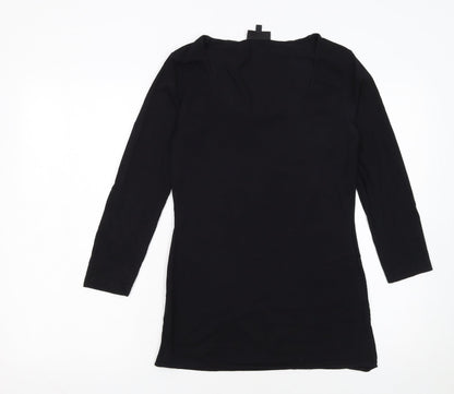 Warehouse Womens Black Cotton Blend Long Sleeve Basic T-Shirt UK 14