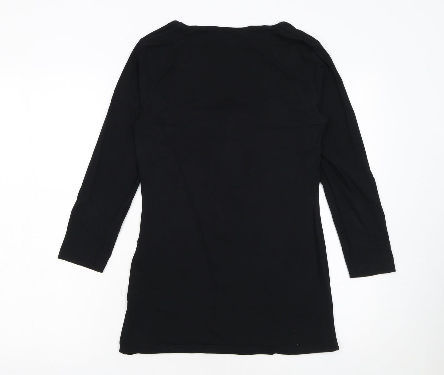 Warehouse Womens Black Cotton Blend Long Sleeve Basic T-Shirt UK 14