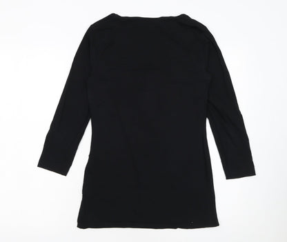 Warehouse Womens Black Cotton Blend Long Sleeve Basic T-Shirt UK 14