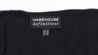 Warehouse Womens Black Cotton Blend Long Sleeve Basic T-Shirt UK 14