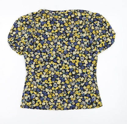 Warehouse Women’s Multicoloured Floral Puff Sleeve Blouse UK 10