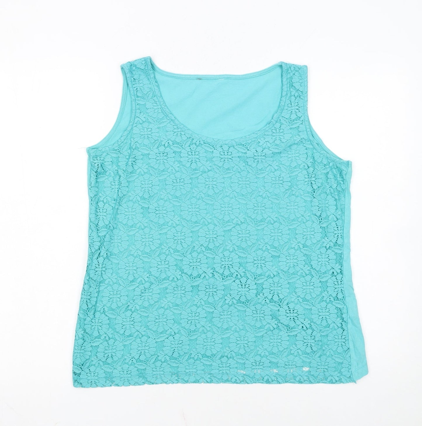 BHS Women’s Petite Aqua Blue Lace Camisole Tank Top Size 12