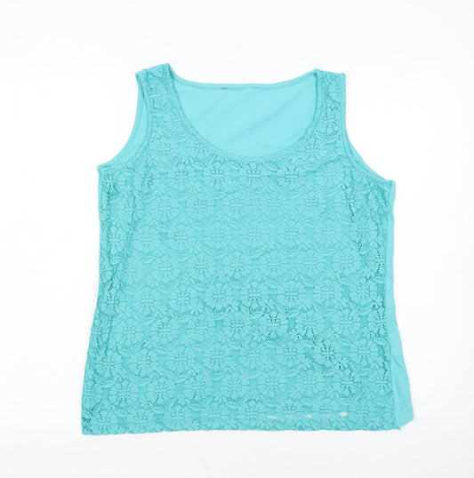 BHS Women’s Petite Aqua Blue Lace Camisole Tank Top Size 12