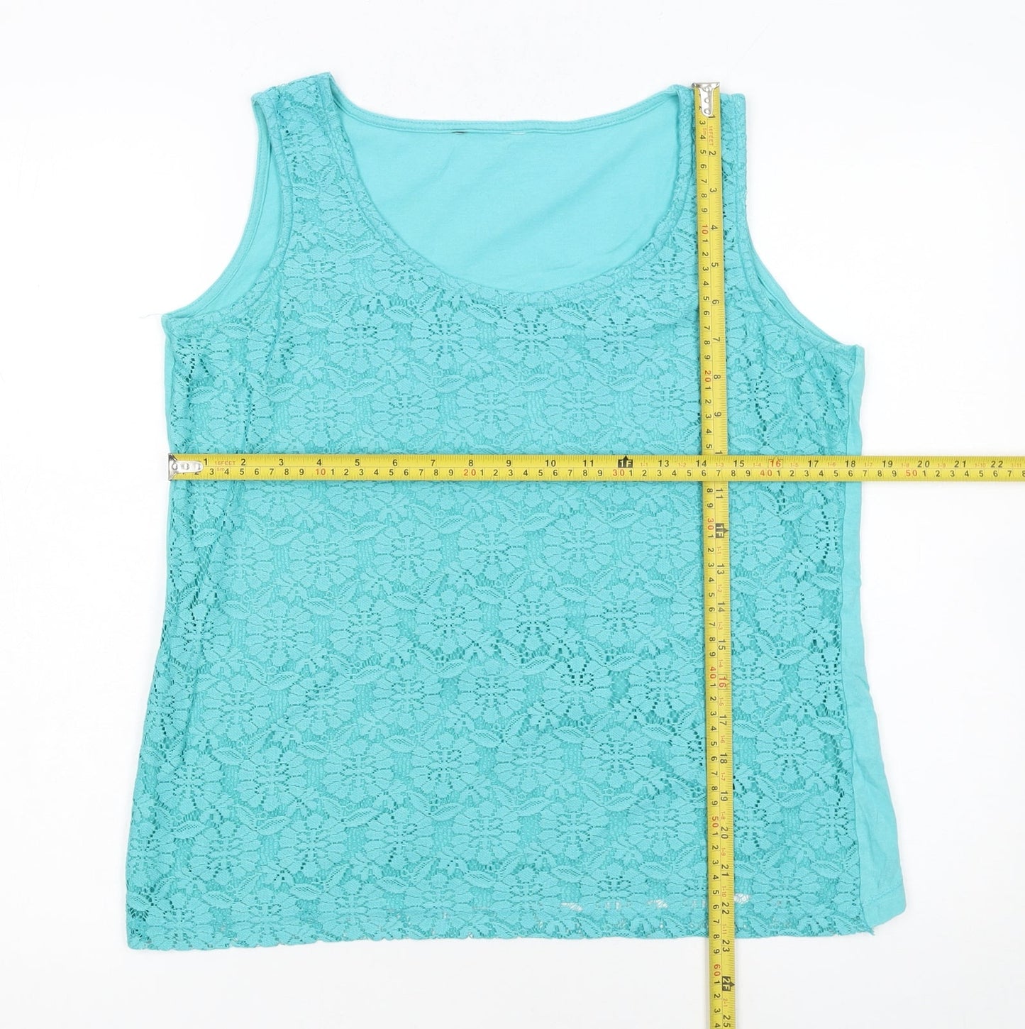 BHS Women’s Petite Aqua Blue Lace Camisole Tank Top Size 12