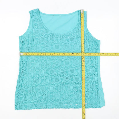 BHS Women’s Petite Aqua Blue Lace Camisole Tank Top Size 12