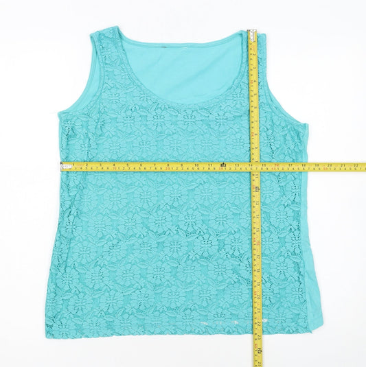 BHS Women’s Petite Aqua Blue Lace Camisole Tank Top Size 12