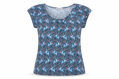 Nomads Women's Blue Floral 100% Cotton Sleeveless T-Shirt Size 10