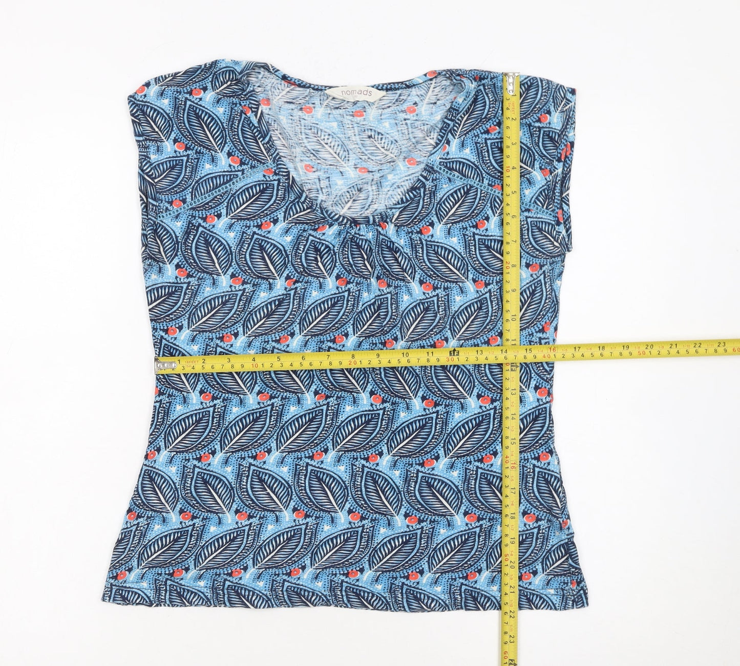 Nomads Women's Blue Floral 100% Cotton Sleeveless T-Shirt Size 10
