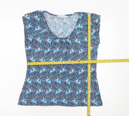 Nomads Women's Blue Floral 100% Cotton Sleeveless T-Shirt Size 10