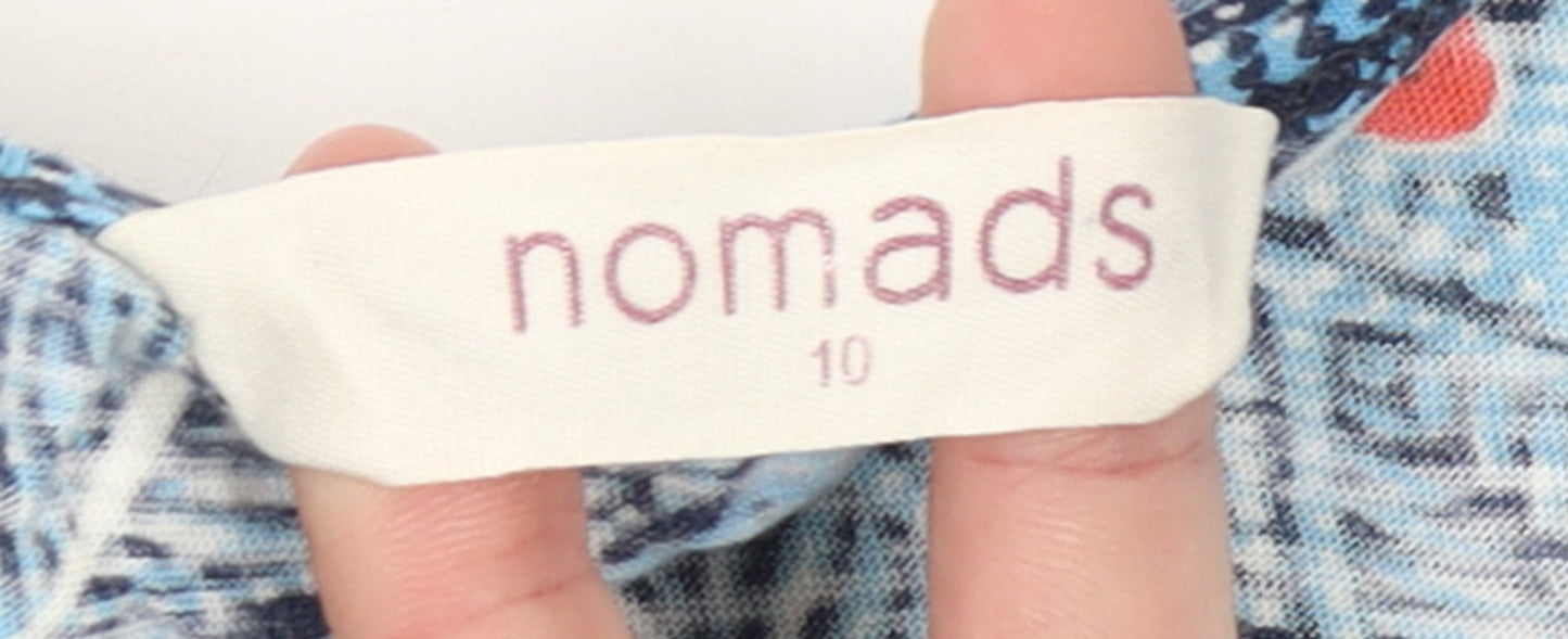 Nomads Women's Blue Floral 100% Cotton Sleeveless T-Shirt Size 10