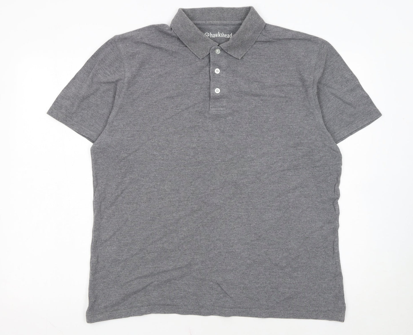 Hawkshead Men's Grey Cotton Short Sleeve Polo Shirt L