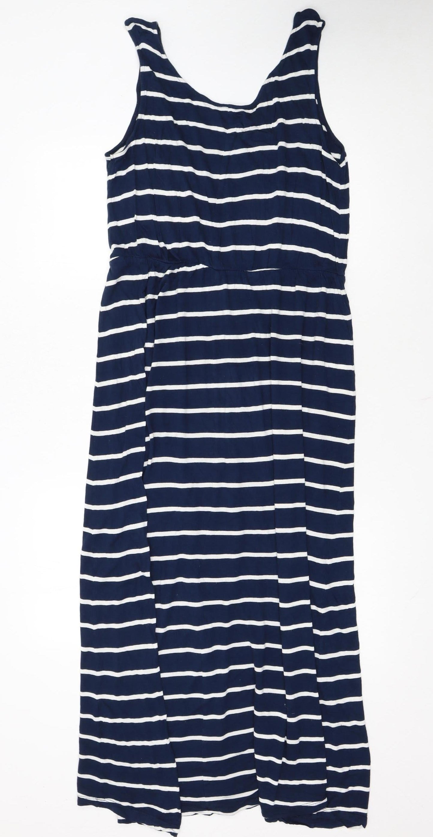 labelBe Women’s Blue White Striped Maxi Dress Size 14 Sleeveless