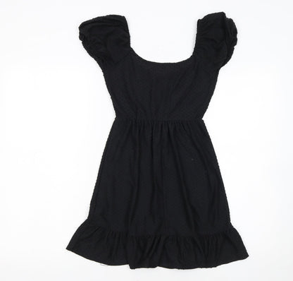 Rolla Coster Women’s Black Short Puff Sleeve Skater Dress Size S