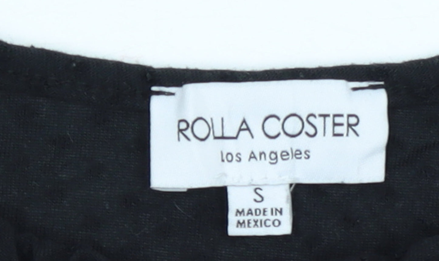 Rolla Coster Women’s Black Short Puff Sleeve Skater Dress Size S